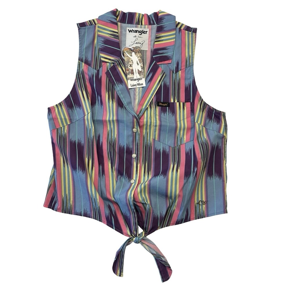 Wrangler X Lainey Wilson Womens Vest Size XL Cowgirl Sleeveless Blouse Snap